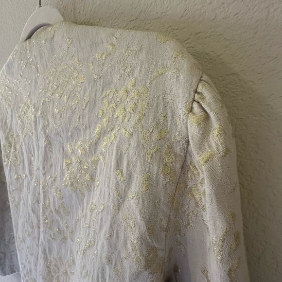 Chicos | Size 2 Astere Squire Jacket Floral Silk Cotton Blend Blazer Cropped - Picture 10 of 11